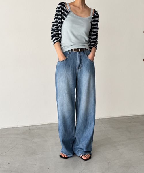 CANAL JEAN(キャナルジーン)の「El mar ライトオンスワイドストレートデニムパンツ 610(デニムパンツ・レディース・ライトインディゴブルー/ダークインディゴブルー・SMALL/MEDIUM)」の8枚目の写真