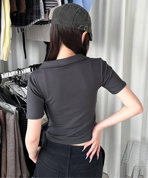 sedacle girl(セダクルガール)の「レイヤードスキッパートップス(Tシャツ/カットソー・レディース・グレイッシュベージュ/チャコールグレー/ミント・SMALL/MEDIUM)」の7枚目の写真