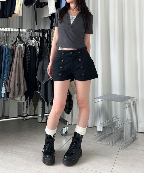 sedacle girl(セダクルガール)の「レイヤードスキッパートップス(Tシャツ/カットソー・レディース・グレイッシュベージュ/チャコールグレー/ミント・SMALL/MEDIUM)」の10枚目の写真