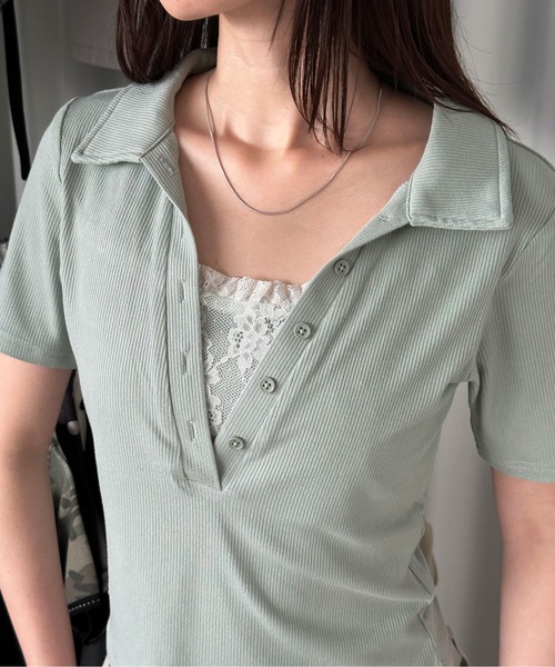 sedacle girl(セダクルガール)の「レイヤードスキッパートップス(Tシャツ/カットソー・レディース・グレイッシュベージュ/チャコールグレー/ミント・SMALL/MEDIUM)」の21枚目の写真