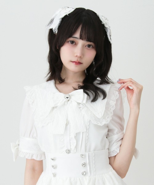 DearMyLove(ディアマイラブ)の「3wayレース重ねリボンセーラー襟ブラウス(シャツ/ブラウス・レディース・ブラック/ホワイト/ブルーグレー・3L/LARGE/MEDIUM)」の9枚目の写真