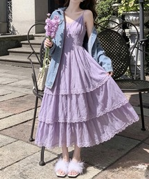 ティアードレース キャミロングワンピース