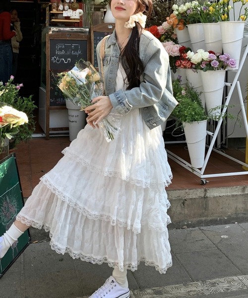 SHOUYO(ショウヨウ)の「ティアードレース キャミロングワンピース(ワンピース・レディース・パープル/ホワイト/ブラック・M)」の9枚目の写真