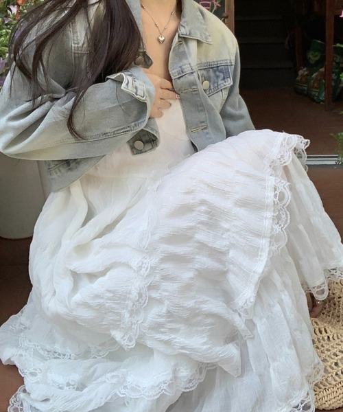 SHOUYO(ショウヨウ)の「ティアードレース キャミロングワンピース(ワンピース・レディース・パープル/ホワイト/ブラック・M)」の10枚目の写真