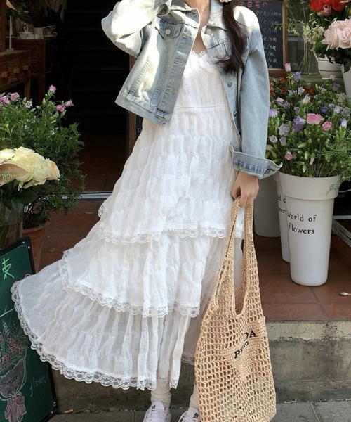 SHOUYO(ショウヨウ)の「ティアードレース キャミロングワンピース(ワンピース・レディース・パープル/ホワイト/ブラック・M)」の12枚目の写真