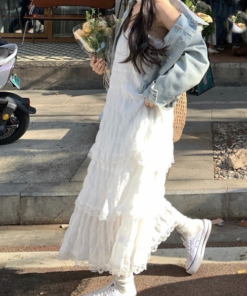 SHOUYO(ショウヨウ)の「ティアードレース キャミロングワンピース(ワンピース・レディース・パープル/ホワイト/ブラック・M)」の13枚目の写真