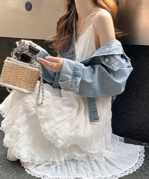 SHOUYO(ショウヨウ)の「ティアードレース キャミロングワンピース(ワンピース・レディース・パープル/ホワイト/ブラック・M)」の16枚目の写真