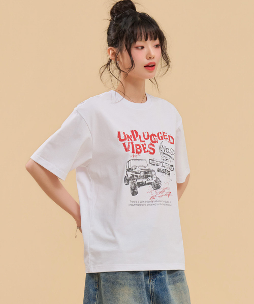 CHASECULT(チェイスカルト)の「共用ヴィンテージグラフィック半袖Tシャツ-FBRU5817D01(Tシャツ/カットソー・レディース・ホワイト・90/95/100/105)」の5枚目の写真