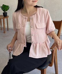 ジャケット/アウター ブラウス」に該当するピンク/桃色系の