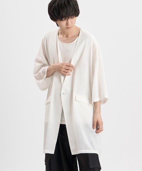 NO ID.（ノーアイディ）の「mj11635-ﾉｰｶﾗｰﾛﾝｸﾞJKT ジャケット(458006-504J)（ノーカラージャケット・メンズ・その他1/その他/ホワイト・ONE SIZE）」の8枚目の写真