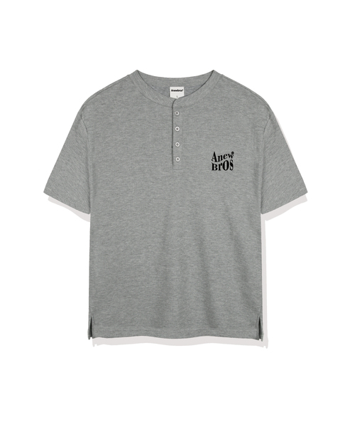 ANEWBROS（アニュブロス）の「ブロネームマーク ワッフルヘンリーネック 半袖Tシャツ 3カラー [ANSR_1002]（Tシャツ/カットソー・レディース・ホワイト/ブラック/グレー・MEDIUM/LARGE/X-LARGE）」の3枚目の写真