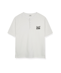 ブロネームマーク ワッフルヘンリーネック 半袖Tシャツ 3カラー [ANSR_1002]