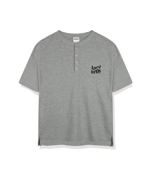 ANEWBROS（アニュブロス）の「ブロネームマーク ワッフルヘンリーネック 半袖Tシャツ 3カラー [ANSR_1002]（Tシャツ/カットソー・レディース・ホワイト/ブラック/グレー・MEDIUM/LARGE/X-LARGE）」の8枚目の写真