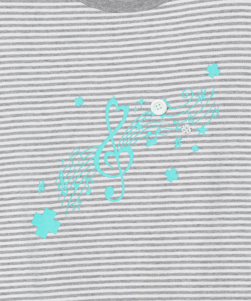 BAUF（バウフ）の「ロールアップメロディオーバーサイズTシャツ[ストライプグレー]（Tシャツ/カットソー・レディース・その他・FREE）」の5枚目の写真