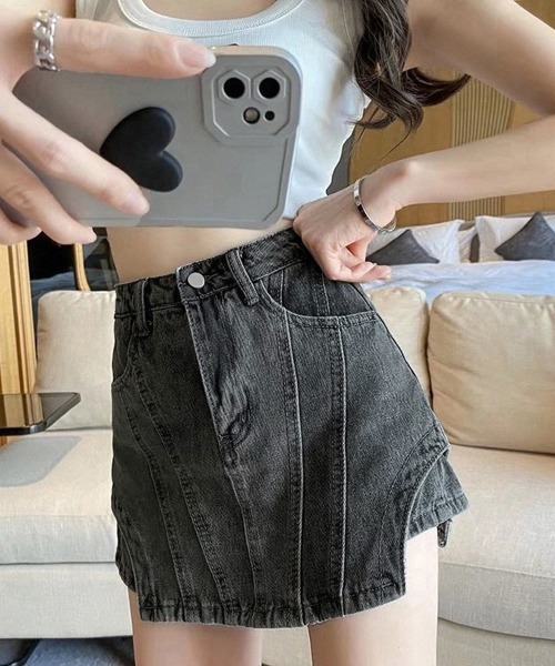 Miniministore（ミニミニストア）の「インナーパンツ付きキュロットミニスカート（その他パンツ・レディース・ホワイト/ブルー/ダークグレー/フューシャピンク・S/M/L）」の2枚目の写真