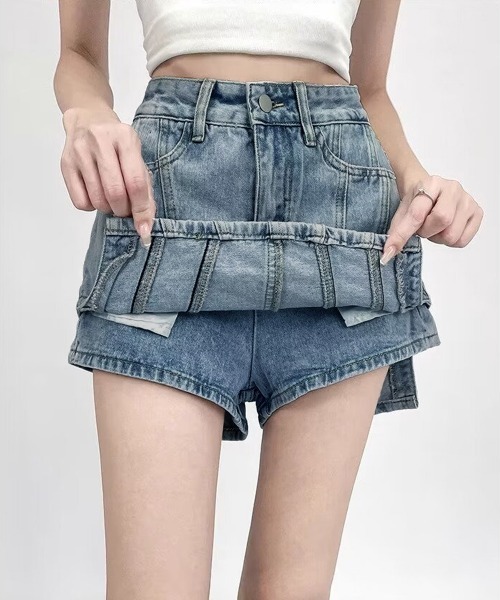 Miniministore（ミニミニストア）の「インナーパンツ付きキュロットミニスカート（その他パンツ・レディース・ホワイト/ブルー/ダークグレー/フューシャピンク・S/M/L）」の7枚目の写真