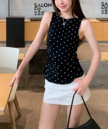 ドット柄ノースリーブトップス