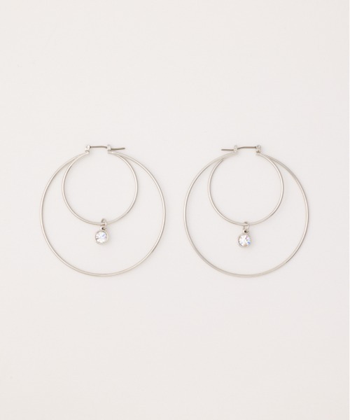 SLY(スライ)の「DOUBLE HOOP P/EARRING ダブルフープピアス(ピアス(両耳用)・レディース・ゴールド/シルバー・FREE)」の1枚目の写真