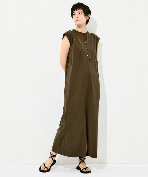 WRAPINKNOT（ラッピンノット）の「[WRAPINKNOT/ラッピンノット]Sanfokin Cotton Bosom sleeveless dress（ワンピース・レディース・ブラック/ブラウン・000/1）」の2枚目の写真