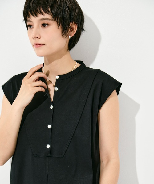 WRAPINKNOT（ラッピンノット）の「[WRAPINKNOT/ラッピンノット]Sanfokin Cotton Bosom sleeveless dress（ワンピース・レディース・ブラック/ブラウン・000/1）」の3枚目の写真