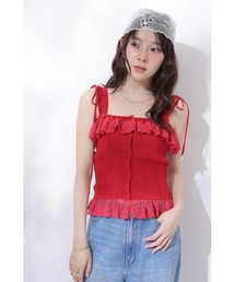 チュール」に該当するトップス（レッド/赤色系）ファッション通販