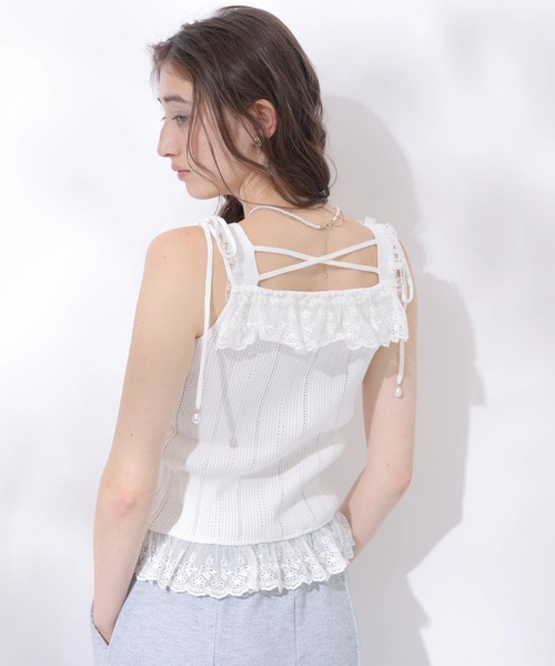 Rirandture(リランドチュール)の「レースフリルタンク(ニット/セーター・レディース・ライトイエロー/ホワイト/レッド・2)」の9枚目の写真