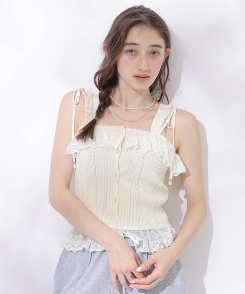 Rirandture(リランドチュール)の「レースフリルタンク(ニット/セーター・レディース・ライトイエロー/ホワイト/レッド・2)」の19枚目の写真