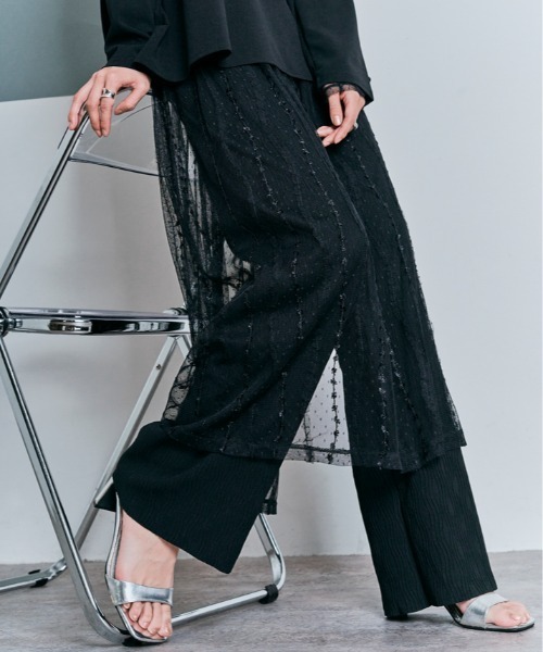 W:Huku(フーク)の「セルフカット ハイウエスト ウェーブ プリーツ イージーパンツ(その他パンツ・レディース・チャコール/ライトグレー/ブラック・M)」の20枚目の写真
