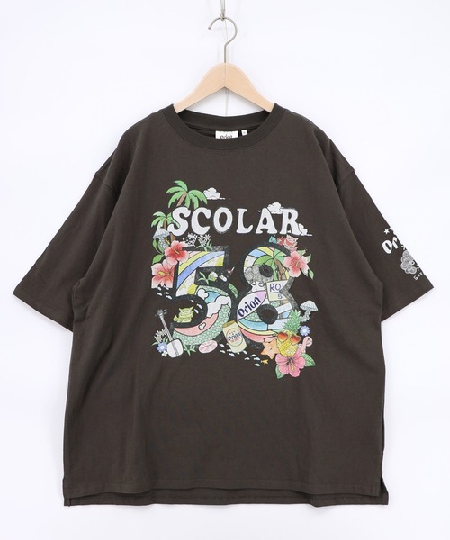 ScoLar(スカラー)の「462010:orion×ScoLar ROUTE58沖縄柄Tシャツ(Tシャツ/カットソー・レディース・チャコールグレー/オフホワイト・L/M)」の1枚目の写真