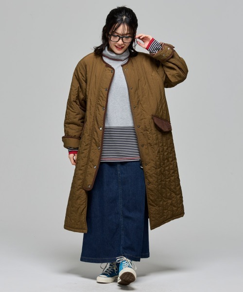 KRIFF MAYER Lady's Collection(クリフメイヤーレディースコレクション)の「【レイヤード】ボーダー 切替 ハイネック ロンT(長袖Tシャツ・Wフェイス・マルチボーダー・配色・アメカジ)(Tシャツ/カットソー・レディース・オフホワイト/カラフル/ネイビー/グレー/レンガ・MEDIUM/LARGE)」の10枚目の写真