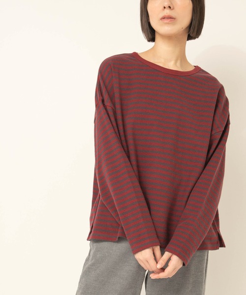 RNA-N(アールエヌエーエヌ)の「M2700 ブロックインレイボーダープルオーバー(Tシャツ/カットソー・レディース・レッド/グリーン/ネイビー・FREE)」の3枚目の写真