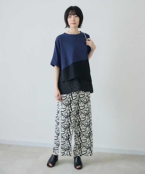Paradise Picnic(パラダイスピクニック)の「シフォン変形レイヤード切替プルオーバー(Tシャツ/カットソー・レディース・ブルー/ブラック/カーキ・FREE)」の17枚目の写真