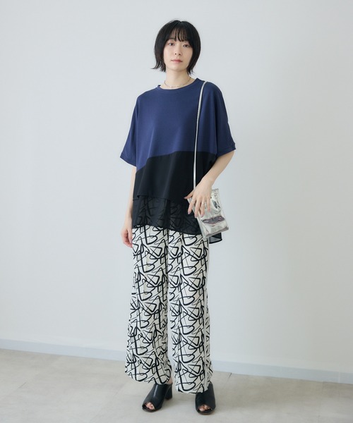 Paradise Picnic(パラダイスピクニック)の「シフォン変形レイヤード切替プルオーバー(Tシャツ/カットソー・レディース・ブルー/ブラック/カーキ・FREE)」の18枚目の写真