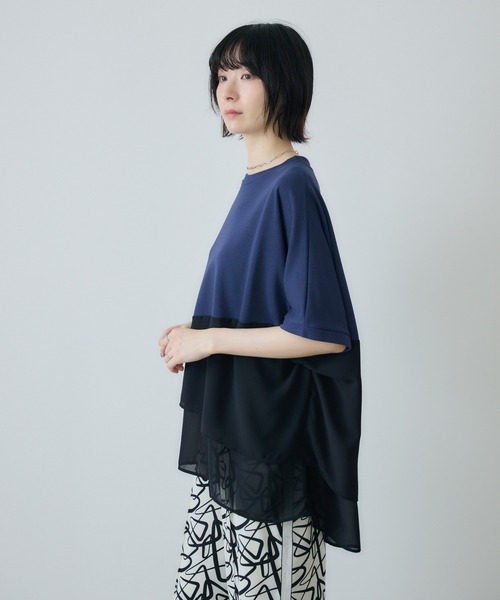 Paradise Picnic(パラダイスピクニック)の「シフォン変形レイヤード切替プルオーバー(Tシャツ/カットソー・レディース・ブルー/ブラック/カーキ・FREE)」の14枚目の写真
