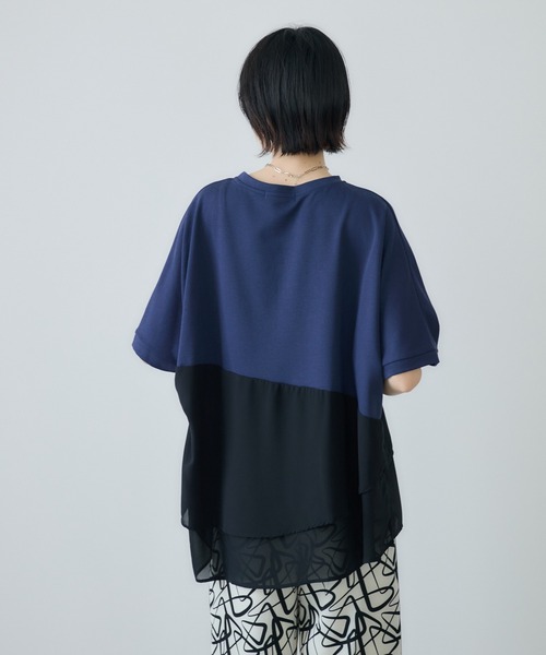 Paradise Picnic(パラダイスピクニック)の「シフォン変形レイヤード切替プルオーバー(Tシャツ/カットソー・レディース・ブルー/ブラック/カーキ・FREE)」の15枚目の写真