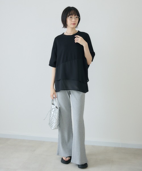 Paradise Picnic(パラダイスピクニック)の「シフォン変形レイヤード切替プルオーバー(Tシャツ/カットソー・レディース・ブルー/ブラック/カーキ・FREE)」の8枚目の写真
