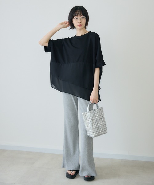 Paradise Picnic(パラダイスピクニック)の「シフォン変形レイヤード切替プルオーバー(Tシャツ/カットソー・レディース・ブルー/ブラック/カーキ・FREE)」の10枚目の写真
