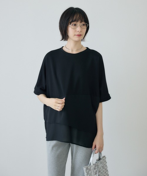 Paradise Picnic(パラダイスピクニック)の「シフォン変形レイヤード切替プルオーバー(Tシャツ/カットソー・レディース・ブルー/ブラック/カーキ・FREE)」の5枚目の写真