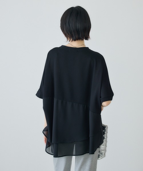 Paradise Picnic(パラダイスピクニック)の「シフォン変形レイヤード切替プルオーバー(Tシャツ/カットソー・レディース・ブルー/ブラック/カーキ・FREE)」の7枚目の写真