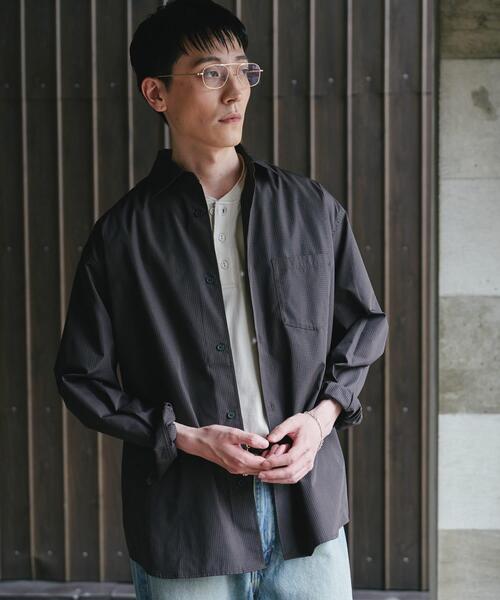 URBAN RESEARCH DOORS(アーバンリサーチドアーズ)の「『速乾/イージーケア/UVカット』『URTECH』Aircare ロングスリーブシャツ(シャツ/ブラウス・メンズ・ネイビー/チャコールグレー/ブラウン・LARGE/MEDIUM)」の6枚目の写真