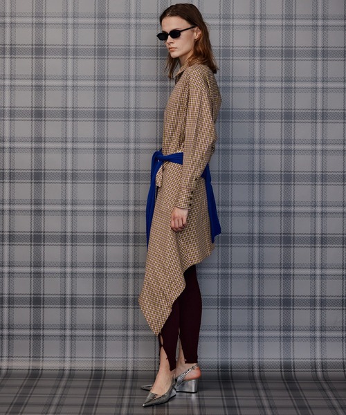 MAISON SPECIAL(メゾンスペシャル)の「Multi-Apron Oversized Check Shirt/マルチエプロンオーバーチェックシャツ(シャツ/ブラウス・レディース・ブラック/ピンク/ライム・FREE)」の5枚目の写真