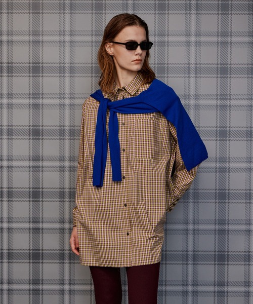 MAISON SPECIAL(メゾンスペシャル)の「Multi-Apron Oversized Check Shirt/マルチエプロンオーバーチェックシャツ(シャツ/ブラウス・レディース・ブラック/ピンク/ライム・FREE)」の8枚目の写真