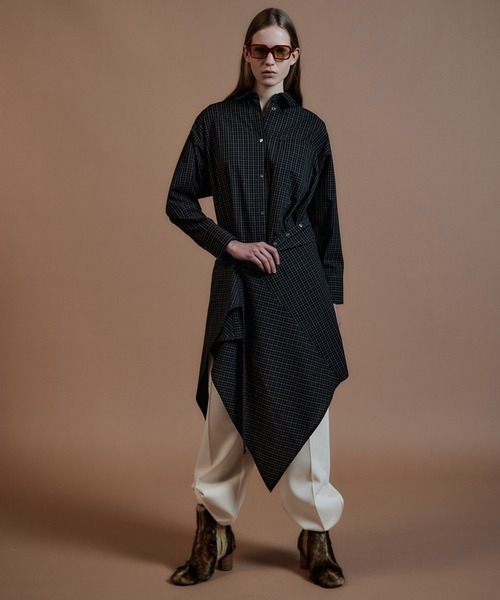 MAISON SPECIAL(メゾンスペシャル)の「Multi-Apron Oversized Check Shirt/マルチエプロンオーバーチェックシャツ(シャツ/ブラウス・レディース・ブラック/ピンク/ライム・FREE)」の10枚目の写真