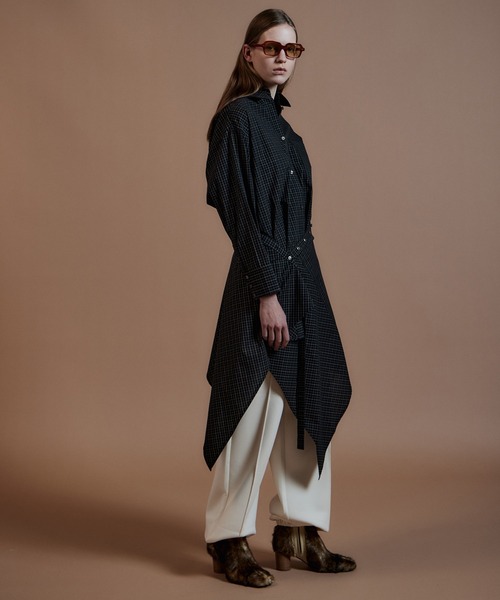 MAISON SPECIAL(メゾンスペシャル)の「Multi-Apron Oversized Check Shirt/マルチエプロンオーバーチェックシャツ(シャツ/ブラウス・レディース・ブラック/ピンク/ライム・FREE)」の11枚目の写真