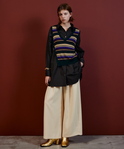 MAISON SPECIAL(メゾンスペシャル)の「Multi-Apron Oversized Check Shirt/マルチエプロンオーバーチェックシャツ(シャツ/ブラウス・レディース・ブラック/ピンク/ライム・FREE)」の13枚目の写真