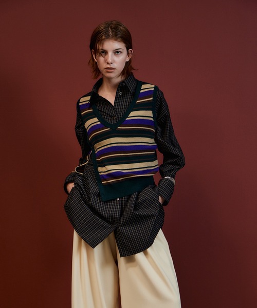MAISON SPECIAL(メゾンスペシャル)の「Multi-Apron Oversized Check Shirt/マルチエプロンオーバーチェックシャツ(シャツ/ブラウス・レディース・ブラック/ピンク/ライム・FREE)」の15枚目の写真