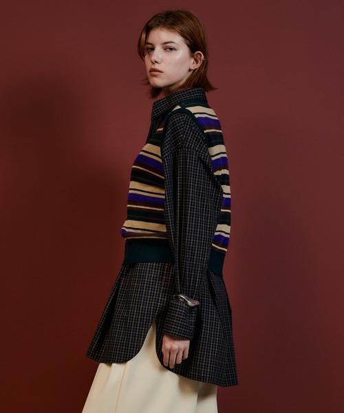 MAISON SPECIAL(メゾンスペシャル)の「Multi-Apron Oversized Check Shirt/マルチエプロンオーバーチェックシャツ(シャツ/ブラウス・レディース・ブラック/ピンク/ライム・FREE)」の16枚目の写真
