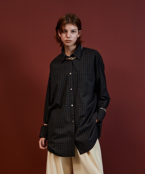 MAISON SPECIAL(メゾンスペシャル)の「Multi-Apron Oversized Check Shirt/マルチエプロンオーバーチェックシャツ(シャツ/ブラウス・レディース・ブラック/ピンク/ライム・FREE)」の14枚目の写真
