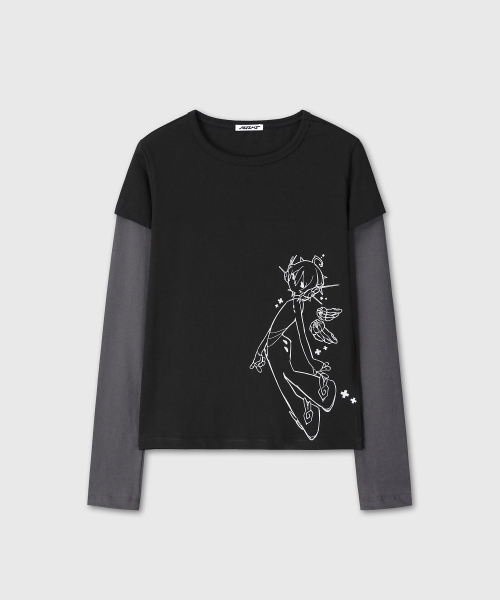 MIUKI(ミユキ)の「Miyu Layered Long Sleeve (Black)(Tシャツ/カットソー・レディース・その他・1/2)」の4枚目の写真