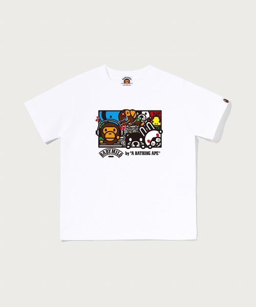 A BATHING APE(アベイシングエイプ)の「MILO FRIENDS DJ TEE(Tシャツ/カットソー・キッズ・ホワイト/グリーン/ピンク・140/100/110/90/130)」の1枚目の写真